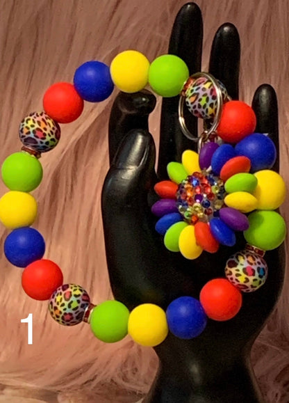 Silicone Wristlet Keychain/Flower Keychain
