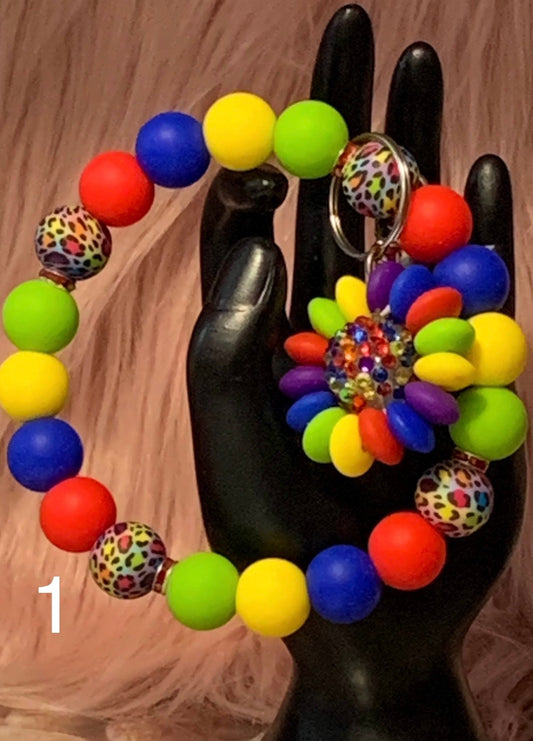 Silicone Wristlet Keychain/Flower Keychain