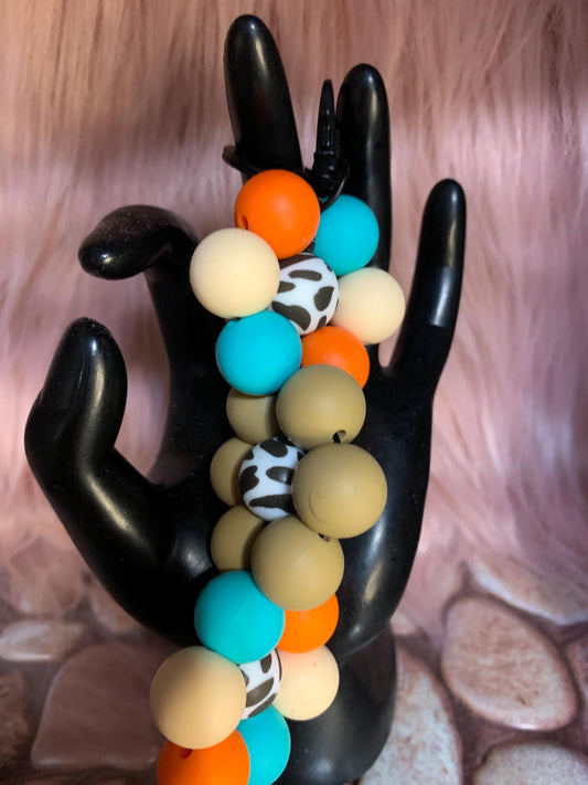 Twisted Silicone Beaded Flower Keychain: Purse/Backpack Charms